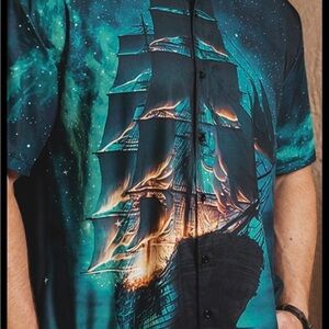 Men's Nautical Graphic Casual Button Down Shirt